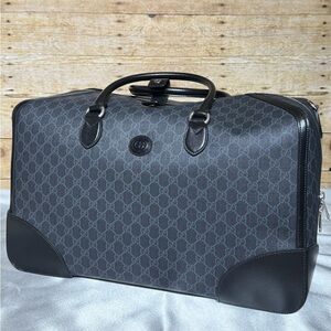 Gucci Gray and Black Monogram Briefcase.